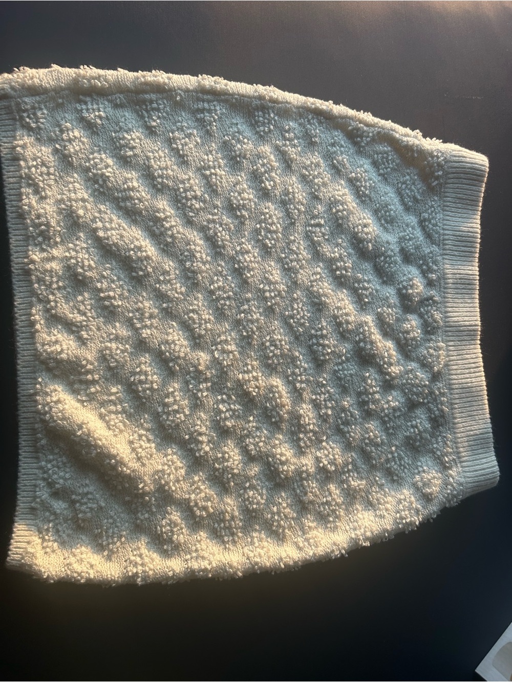 Mango Cream Textured Knit Mini Skirt